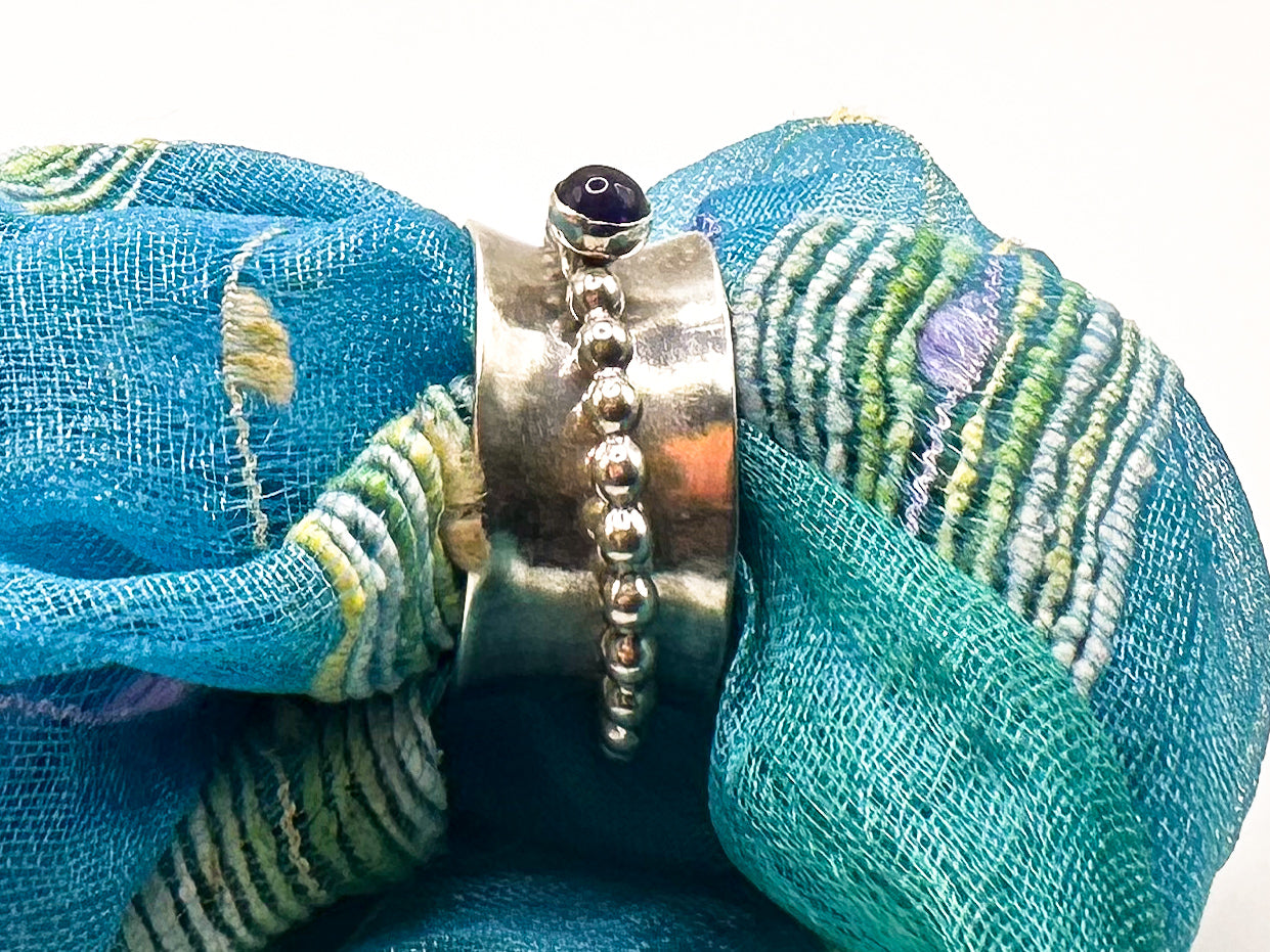 Amethyst Beaded Spinner Ring