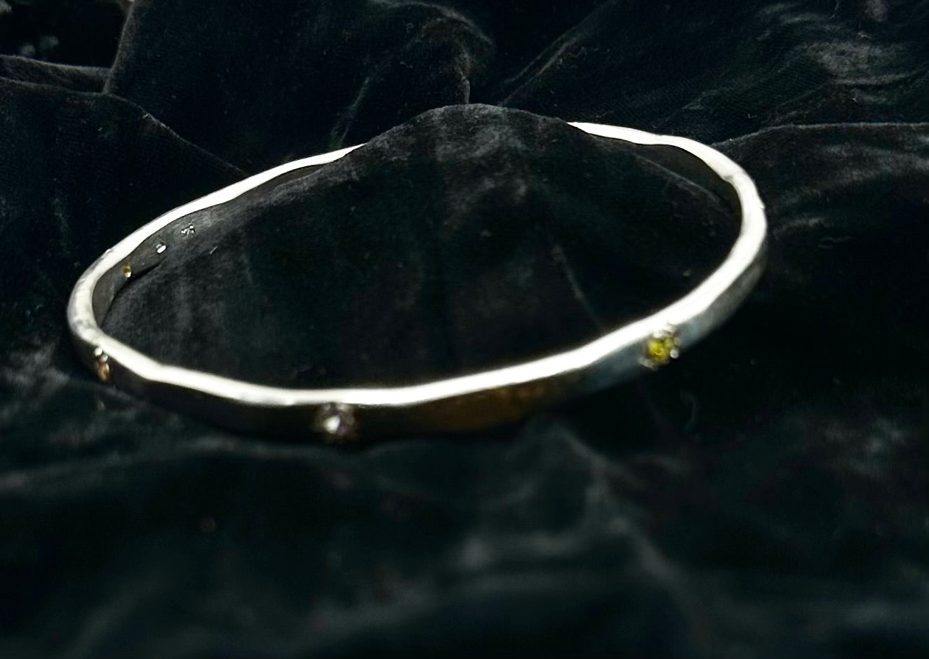 Silver stone set bangle