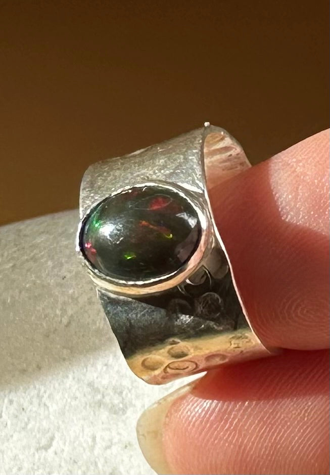 Black Opal Open Back Ring