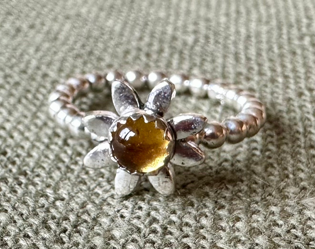Citrine Daisy Ring