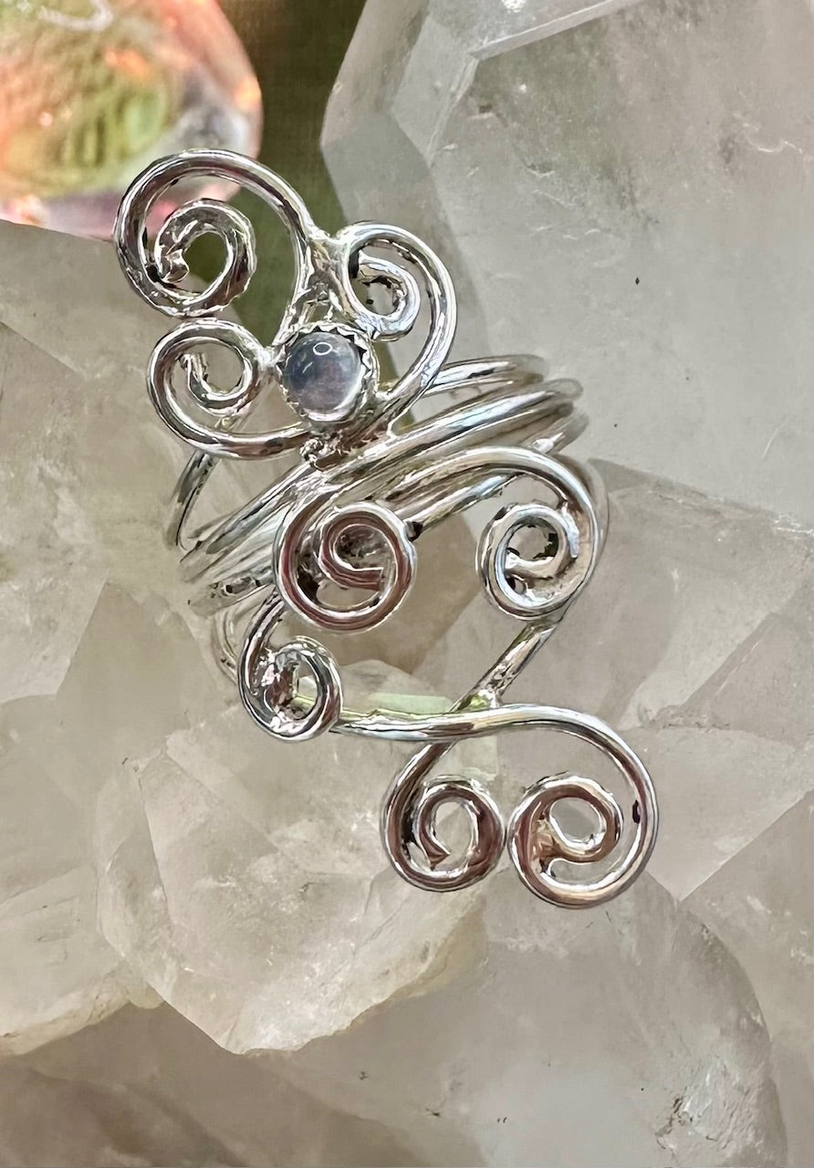 Swirly moonstone ring