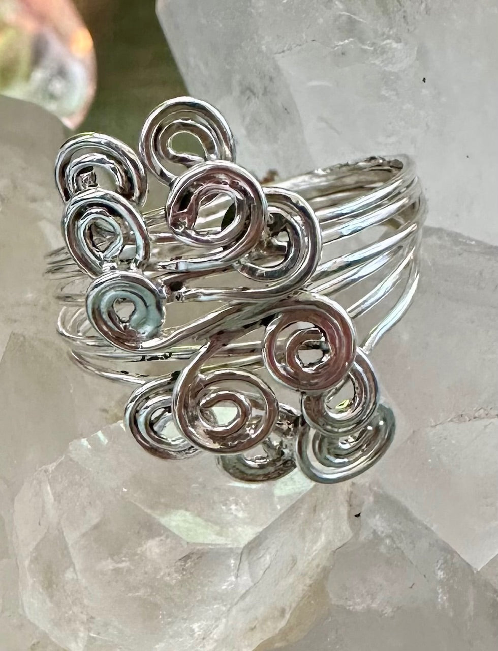 6 Strand Swirly silver ring