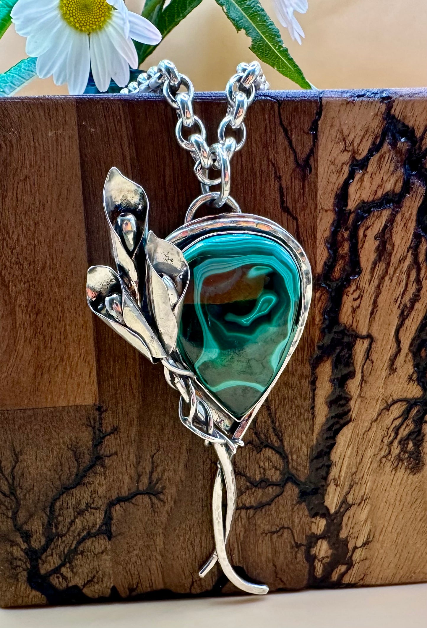 Malachite Lilly Statement Necklace