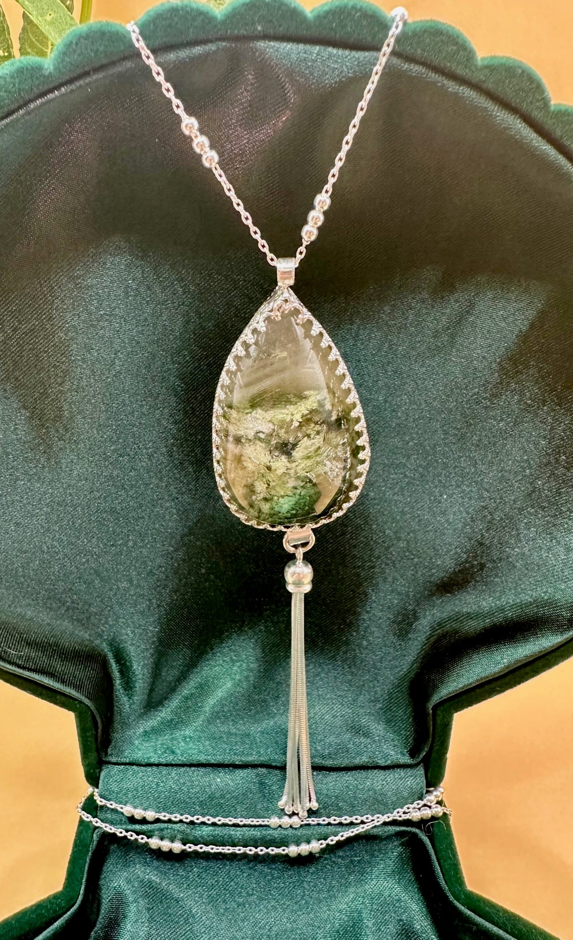 Moss Quartz Egg Pendant