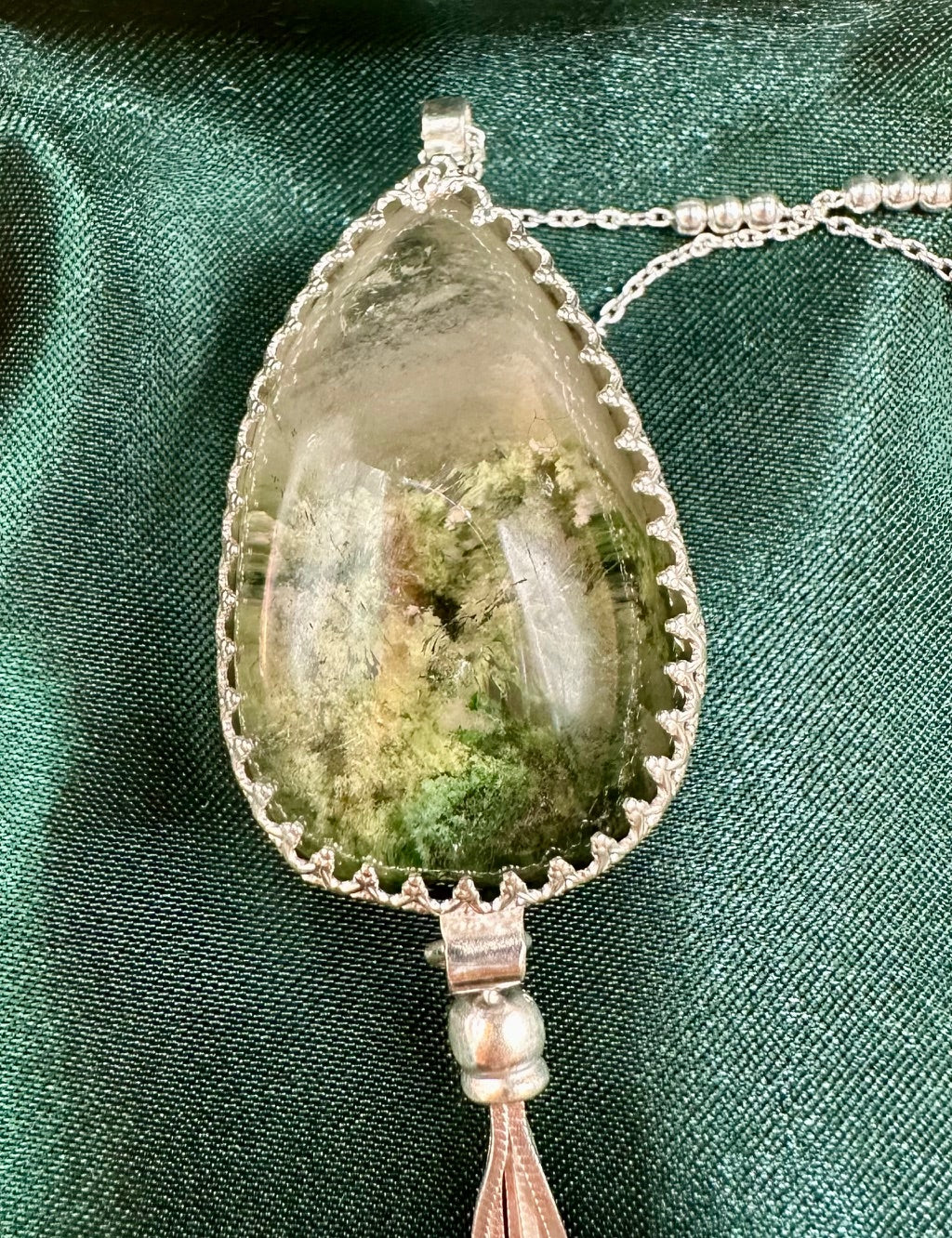 Moss Quartz Egg Pendant