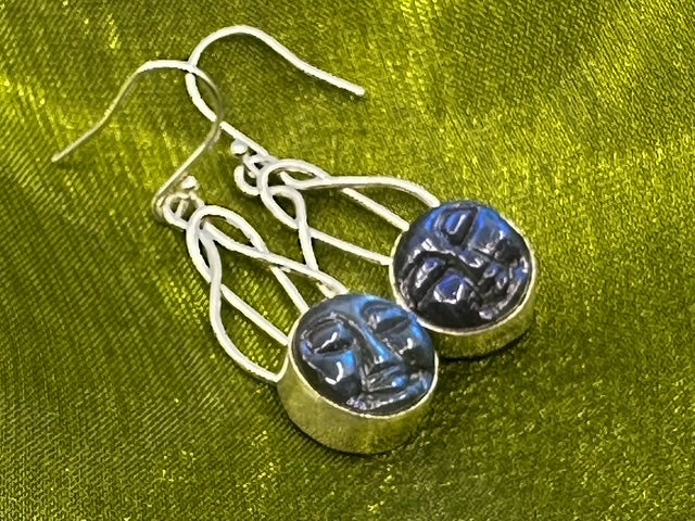 Labradorite Moon Face Drop Earrings
