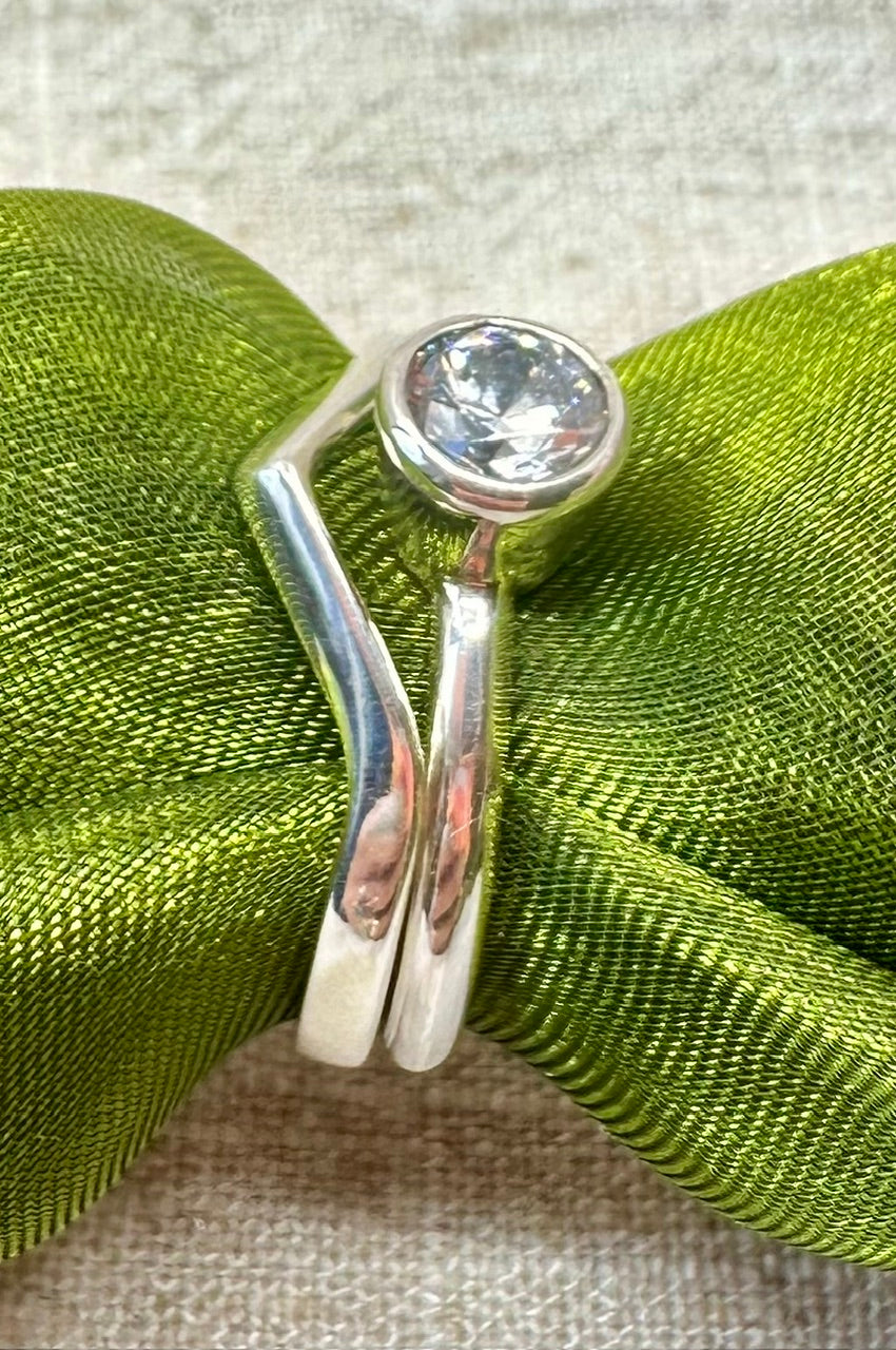 Double silver zircon rings