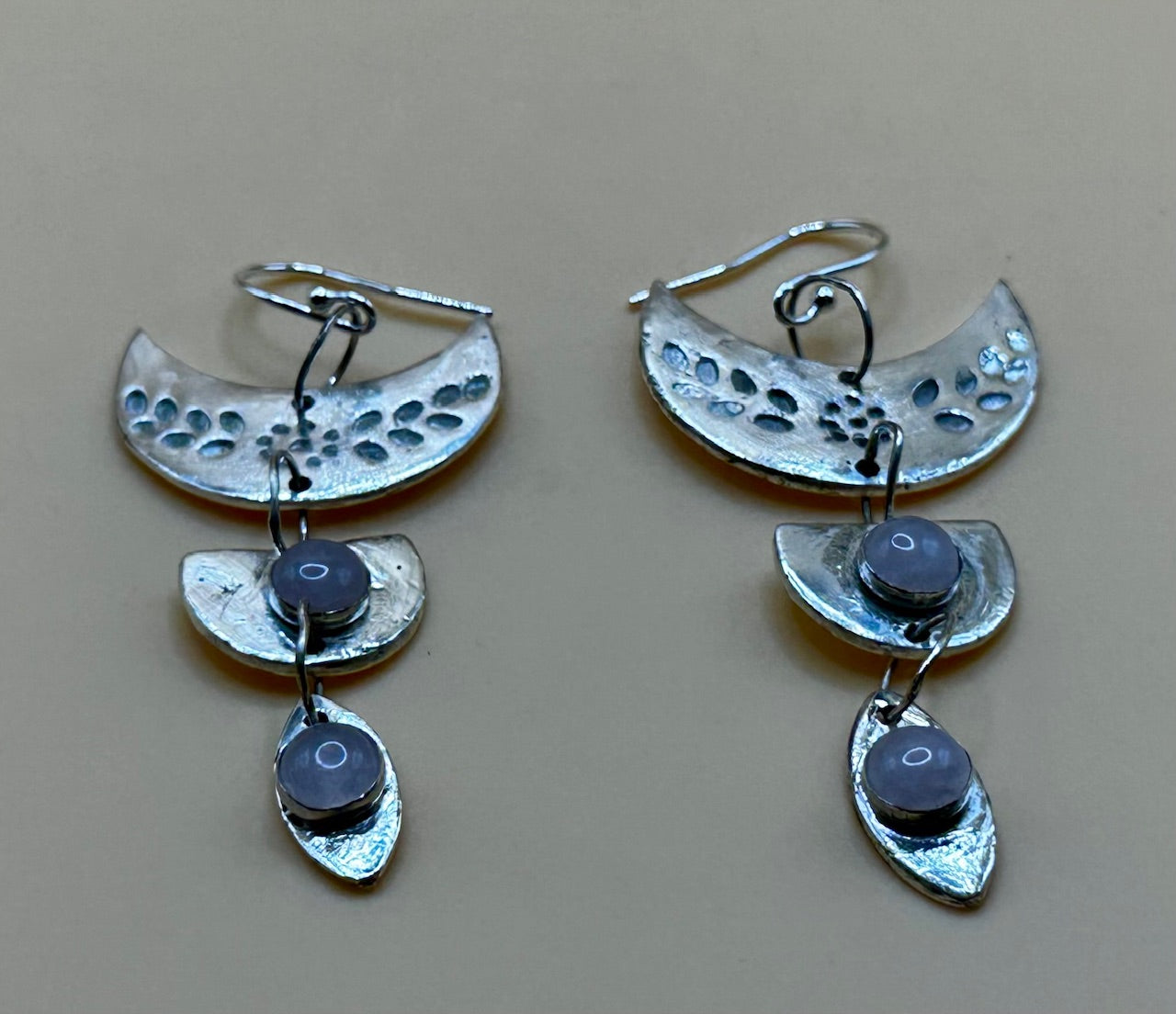 Floral Luna Rose Quartz Dangle Earrings