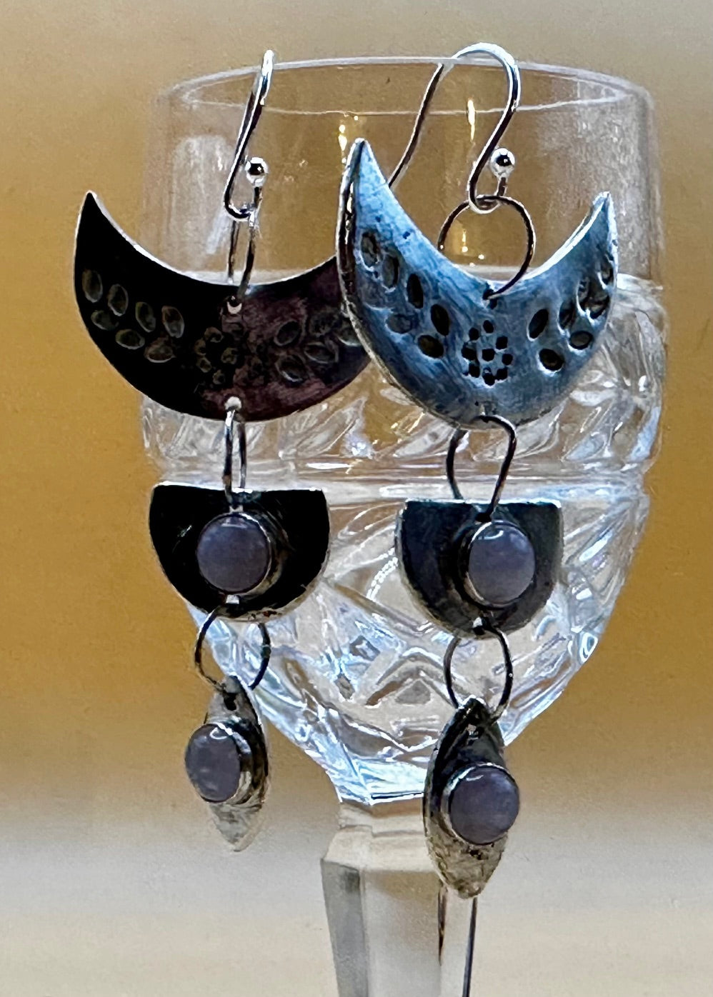 Floral Luna Rose Quartz Dangle Earrings