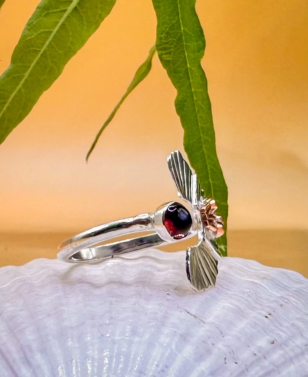 Pink Tourmaline Ginko Ring