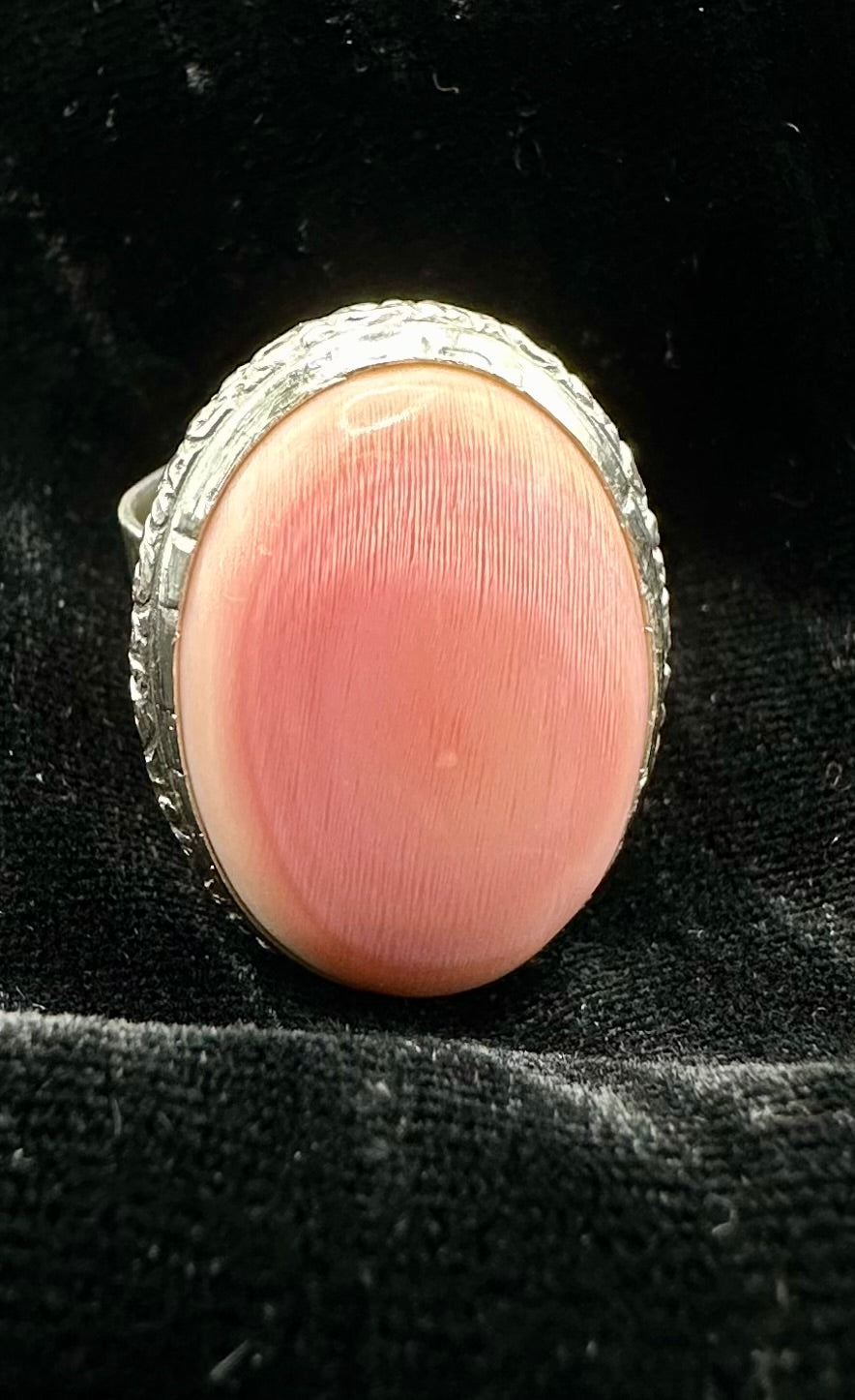 Pink Conch Shell Moon ring