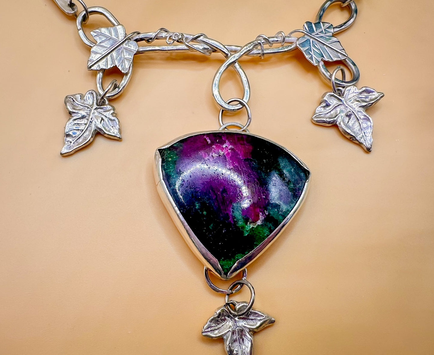 Ruby in Fuschite Ivy Statement Necklace