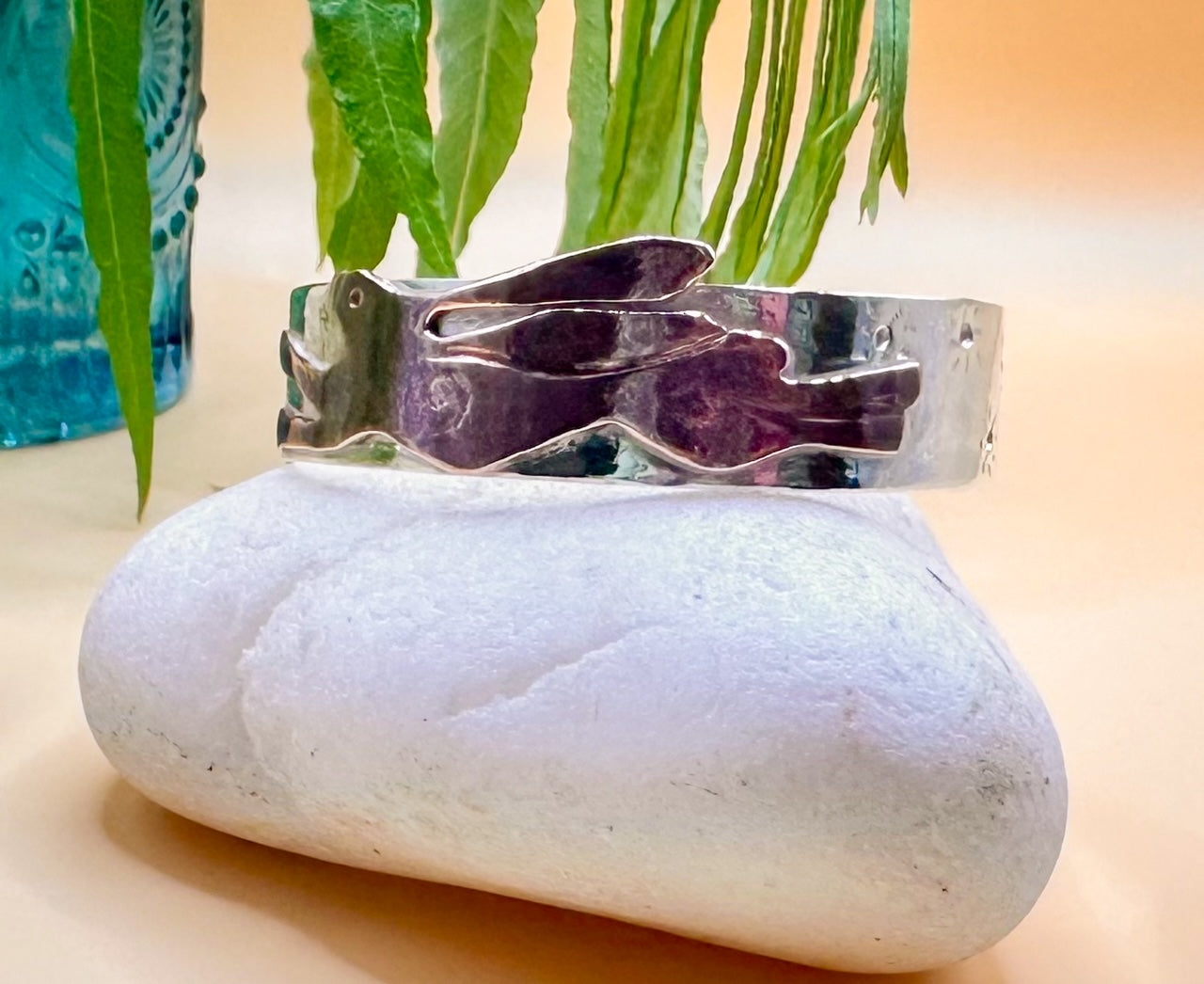 Running Hare silver and copper bangle