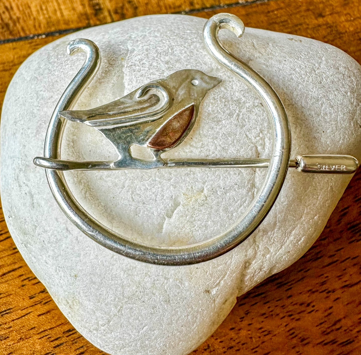 Silver Robin Scarf Pin