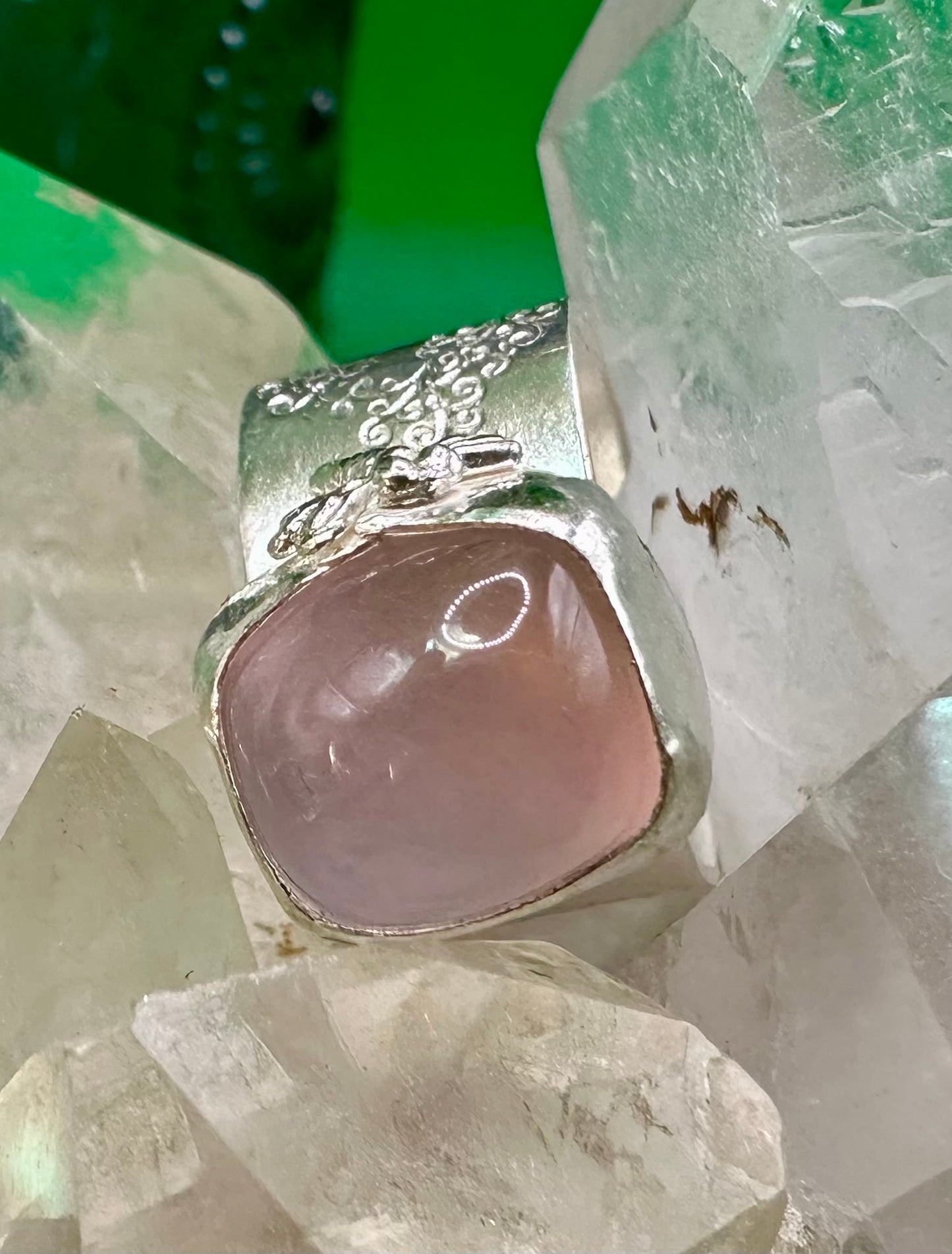 Rose Quartz Dragonfly ring
