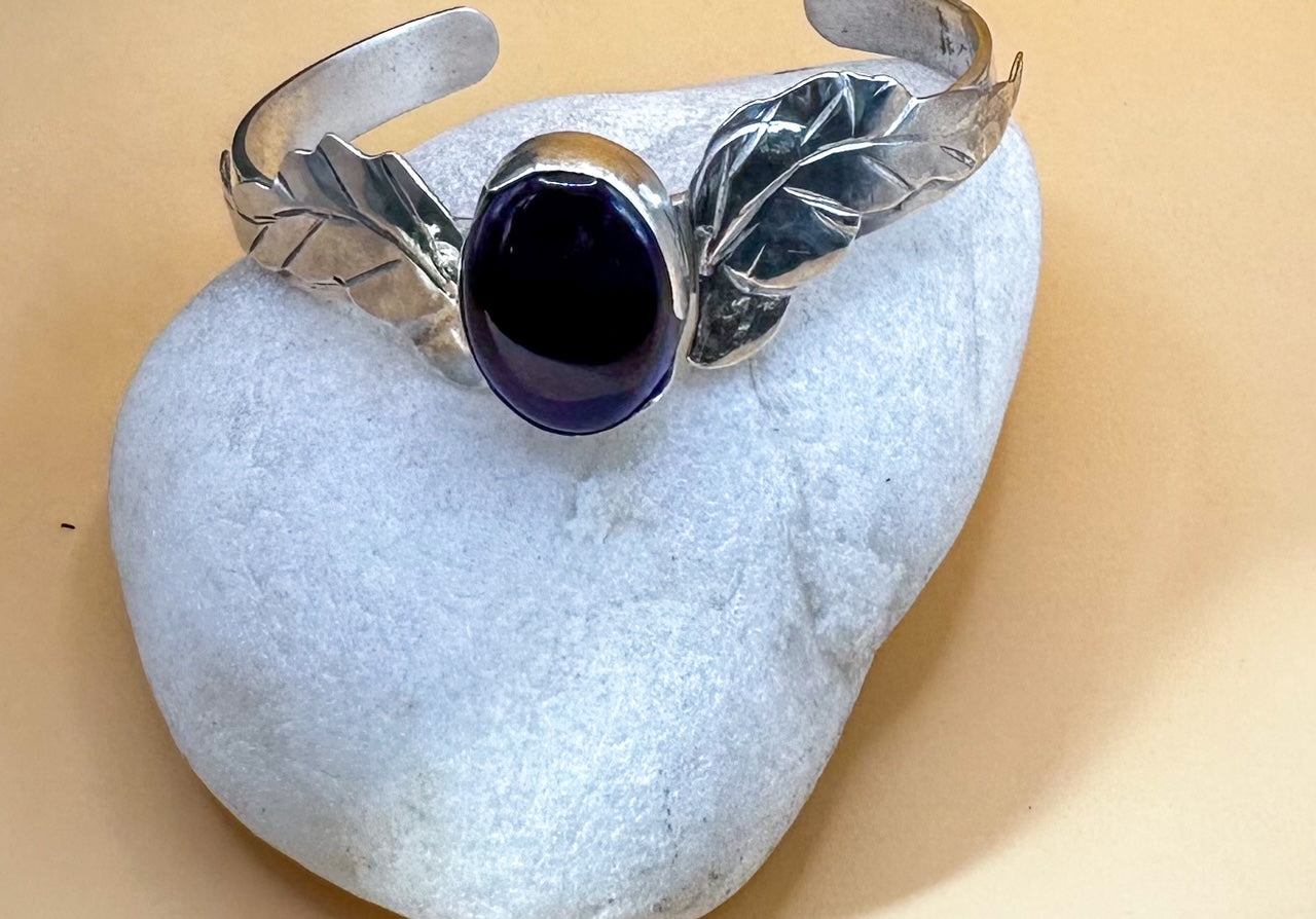 Amethyst Leaf Design Bangle