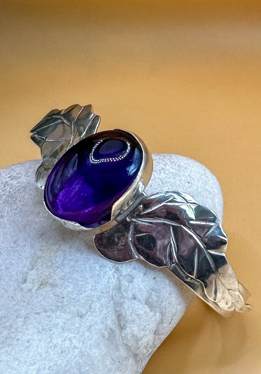 Amethyst Leaf Design Bangle