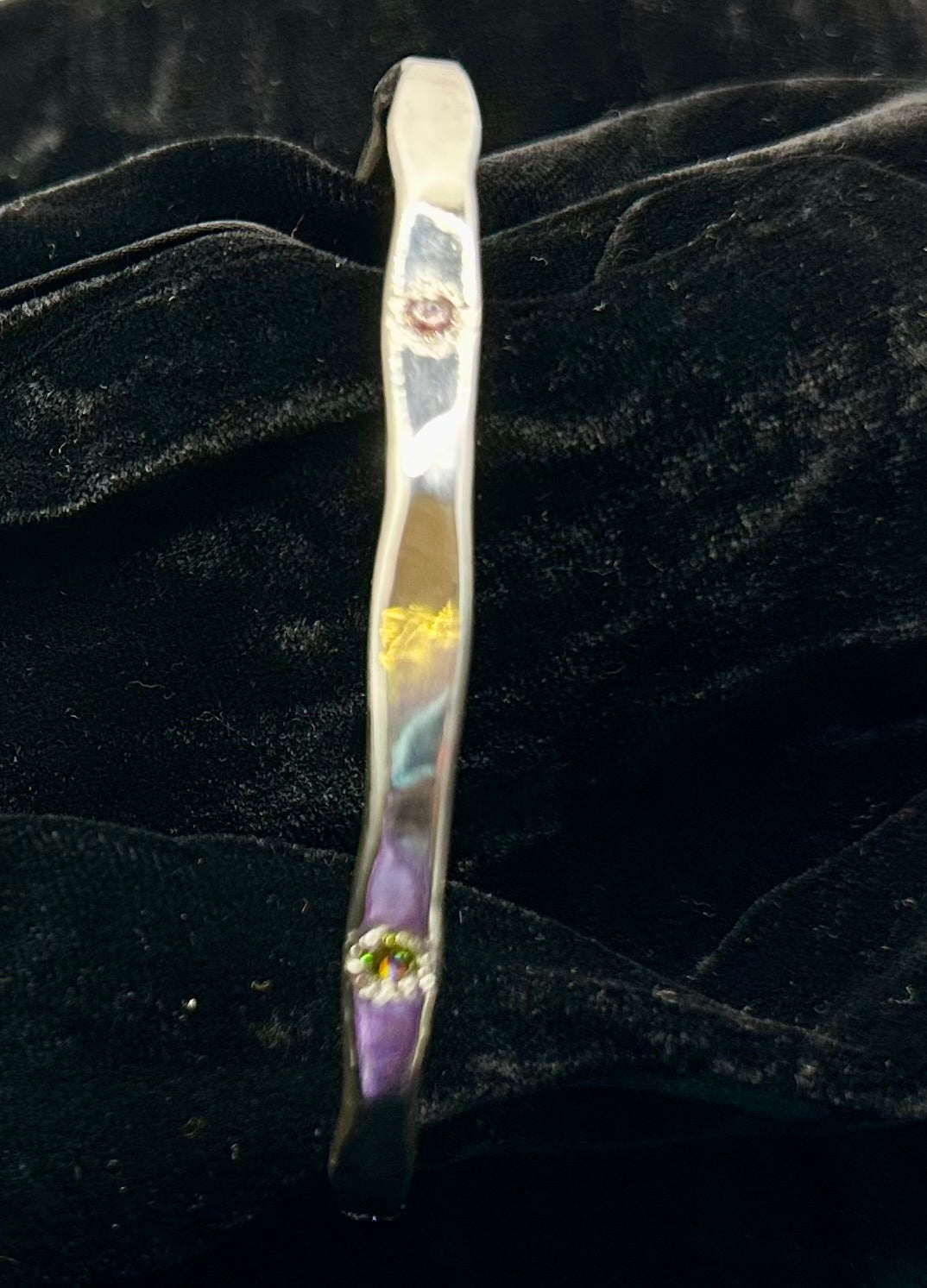 Silver stone set bangle