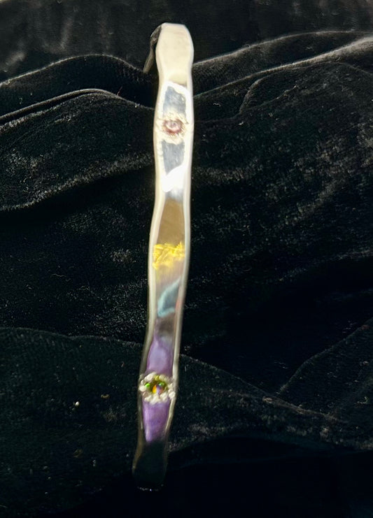 Silver stone set bangle