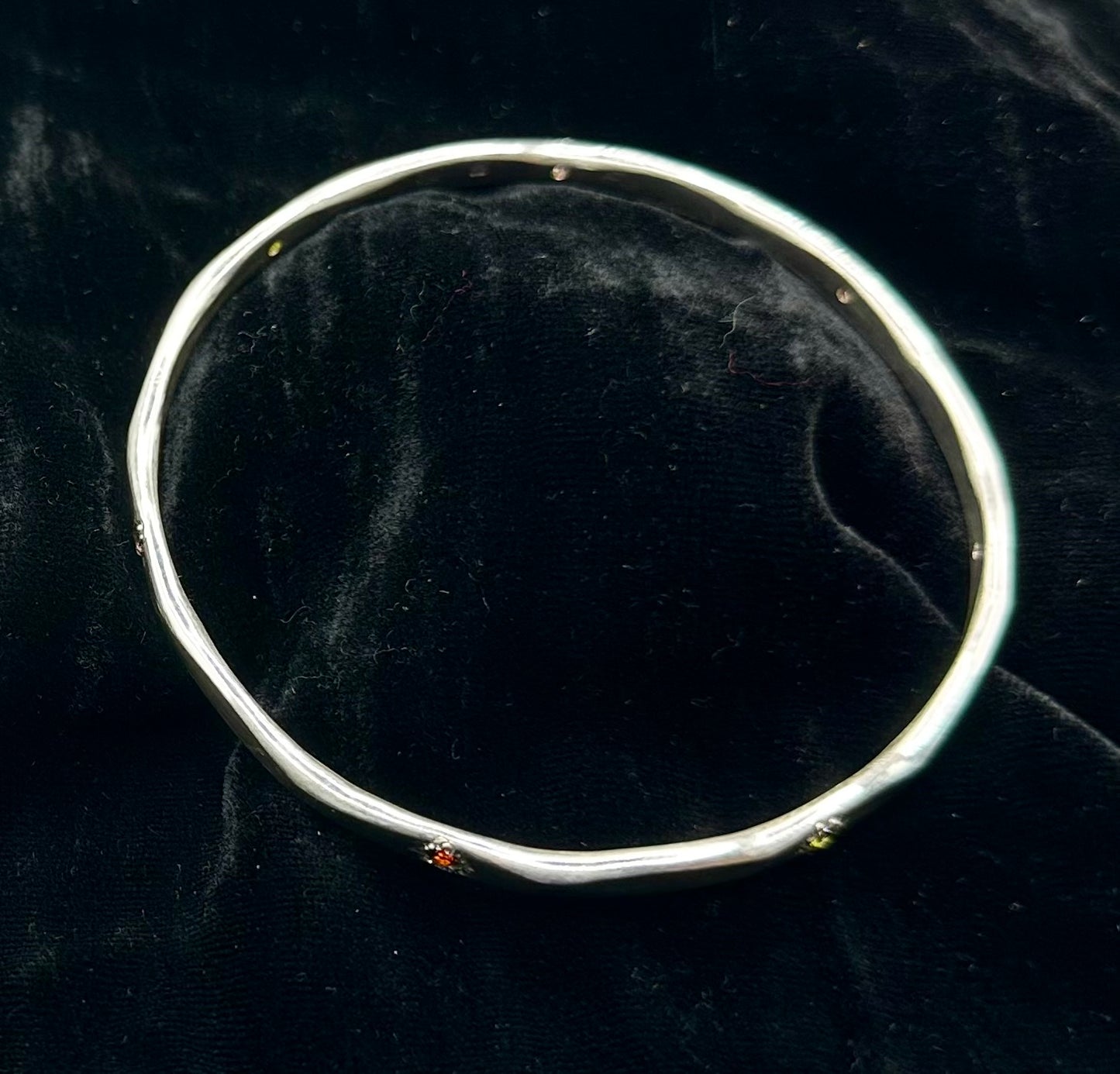 Silver stone set bangle