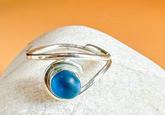 Blue Seaglass Wave Ring