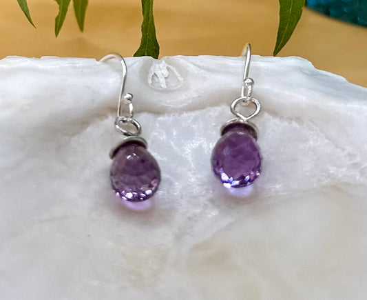 Cut Amethyst drop earrings