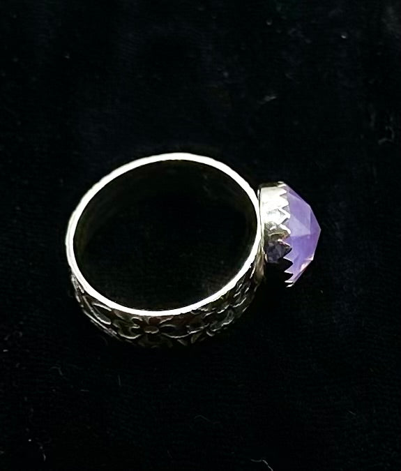Lavender Quartz Floral Ring