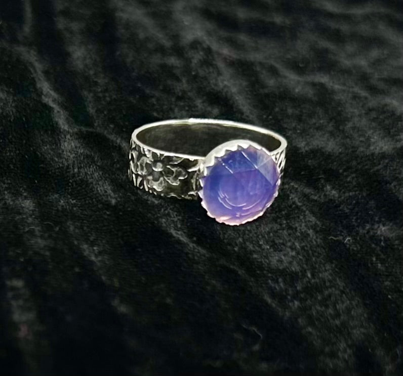 Lavender Quartz Floral Ring