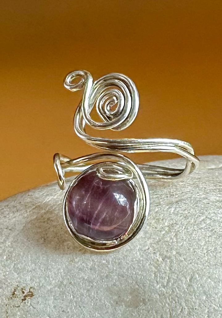 Flourite Silver Wire Ring