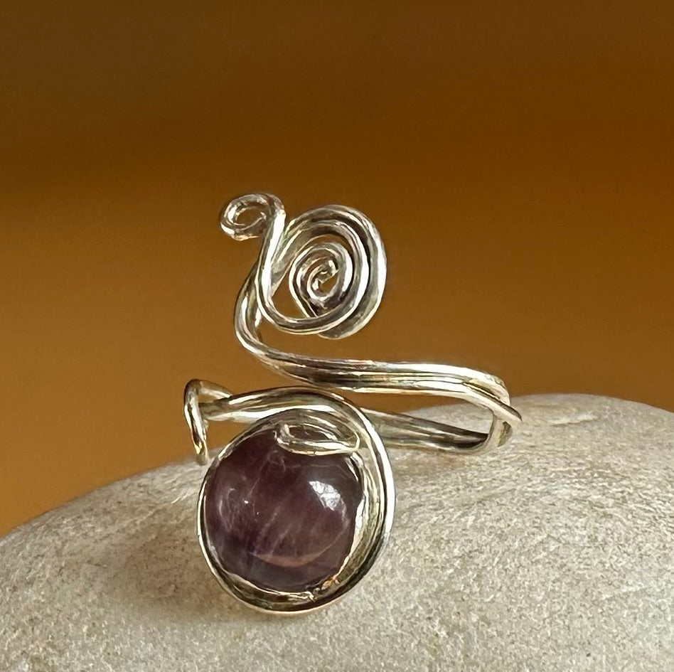 Flourite Silver Wire Ring