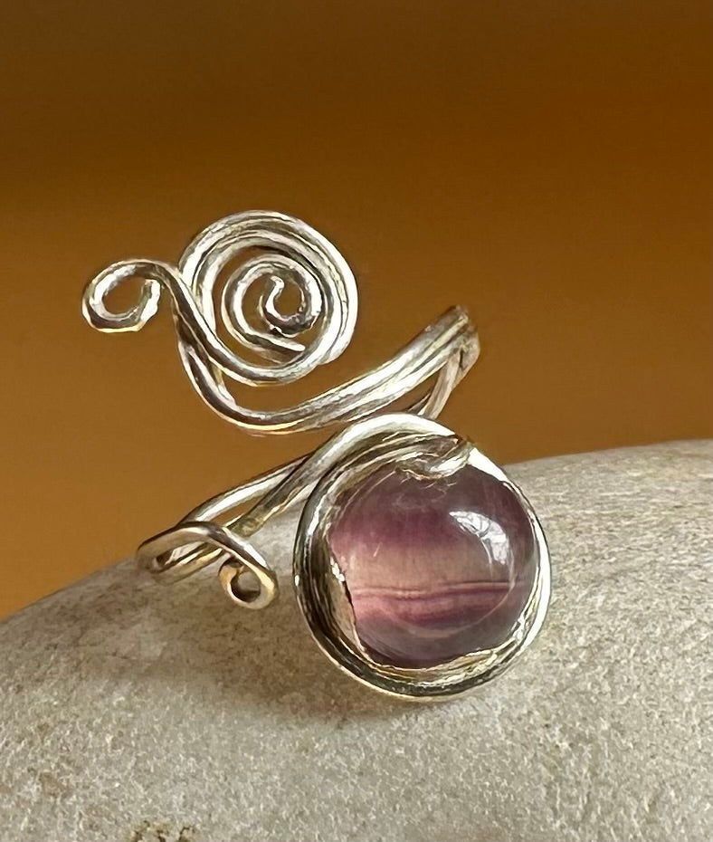 Flourite Silver Wire Ring