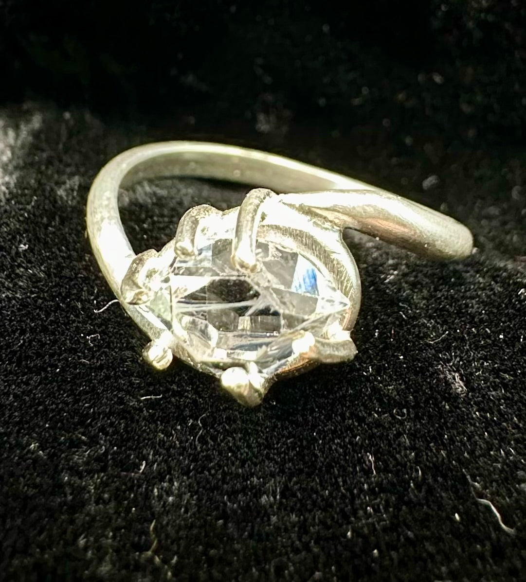 Herkimer Diamond Twist Silver ring