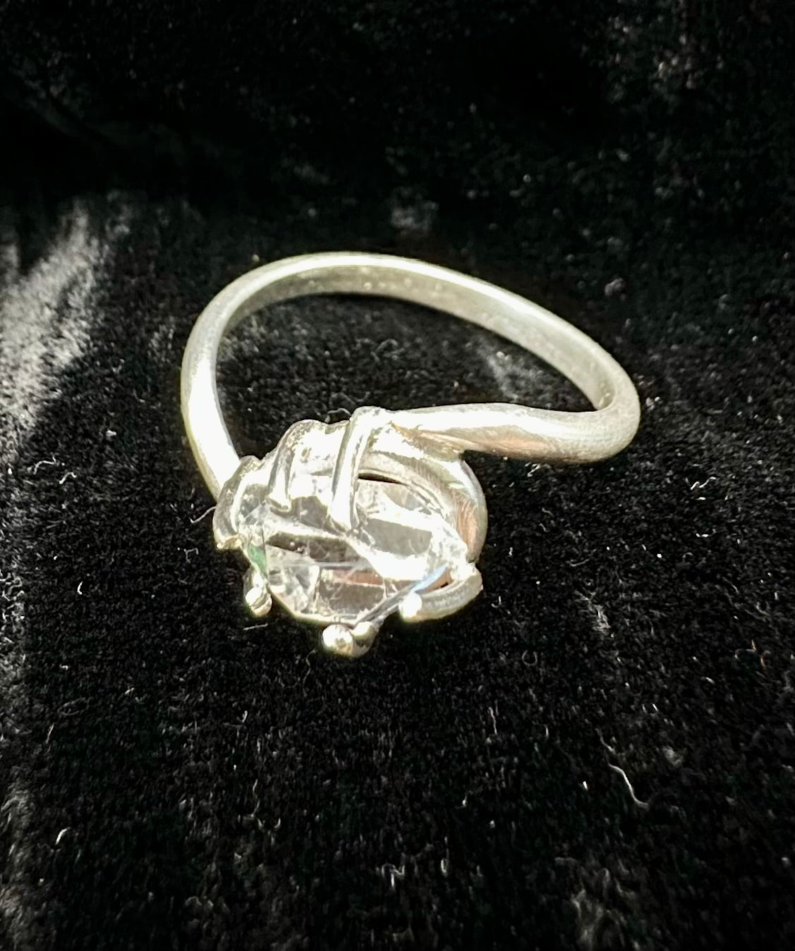 Herkimer Diamond Twist Silver ring