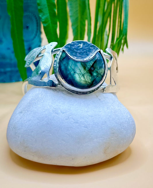 Labradorite Moon and Hares Bangle