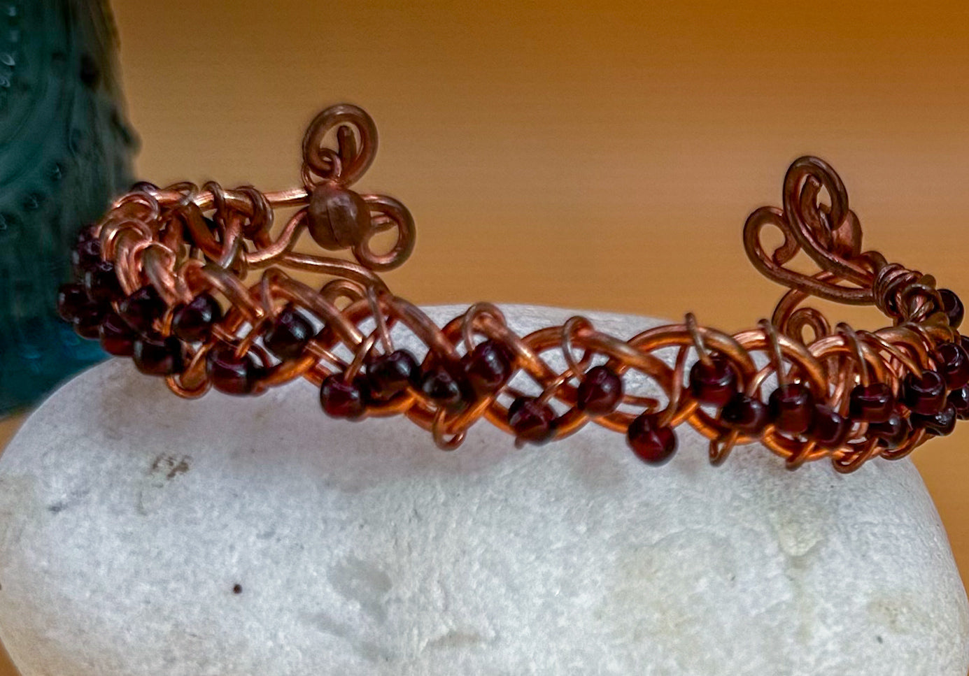 Copper and Glass Bead Bangle