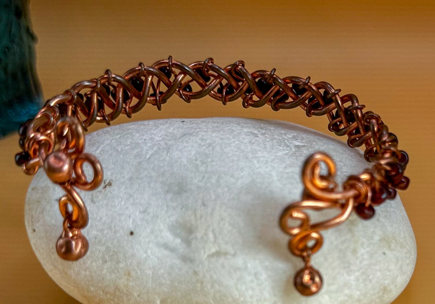 Copper and Glass Bead Bangle