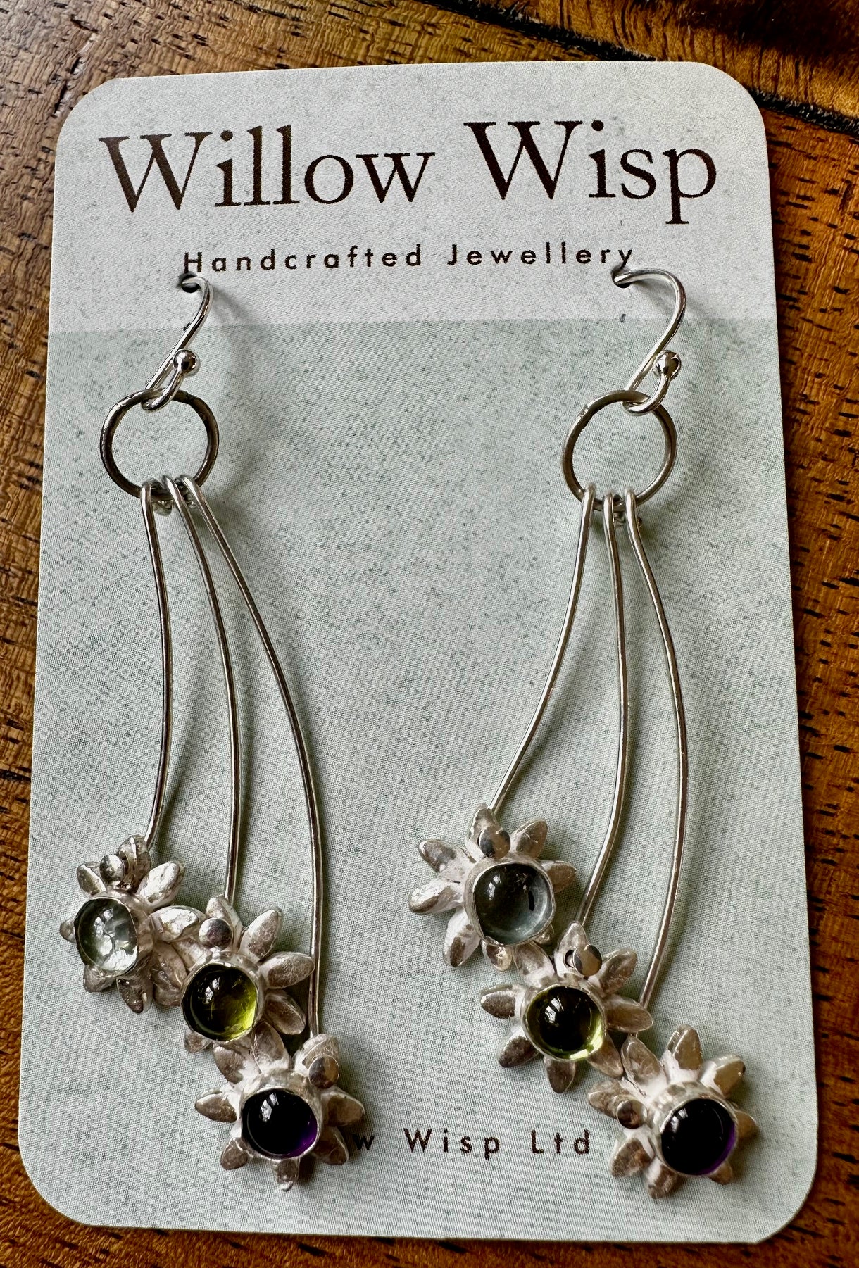 Triple Daisy Gem Earrings