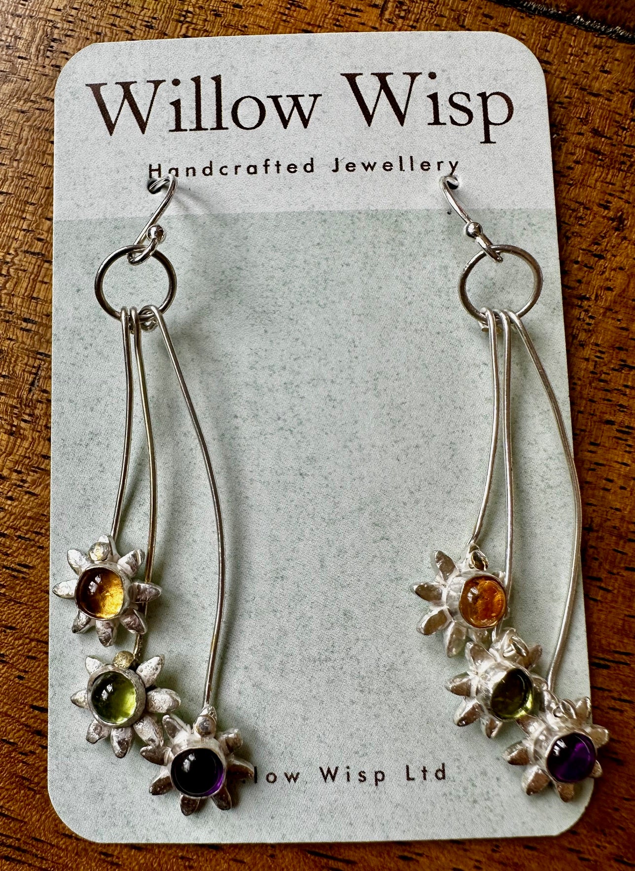 Triple Daisy Drop Earrings