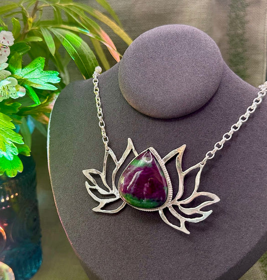 Lotus Ruby in Zoisite necklace