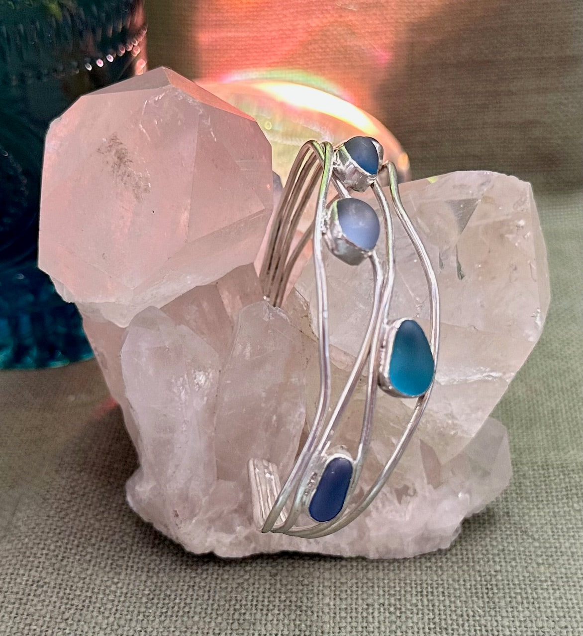Blue Seaglass Wave Bangle