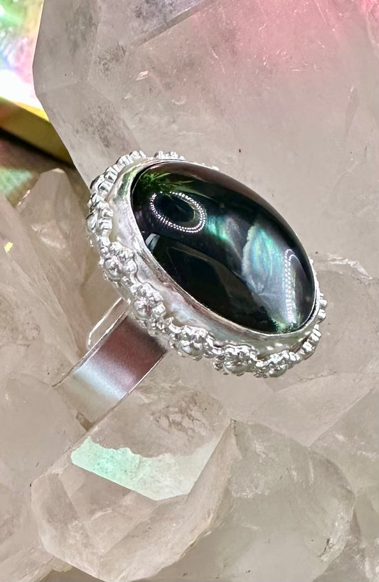 Colour Changing Silver Daisy Ring