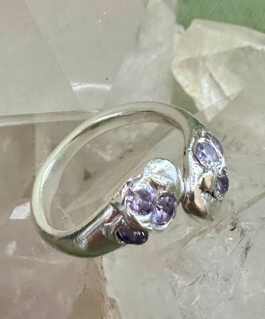 Silver Freeform Lavender Crystal Ring