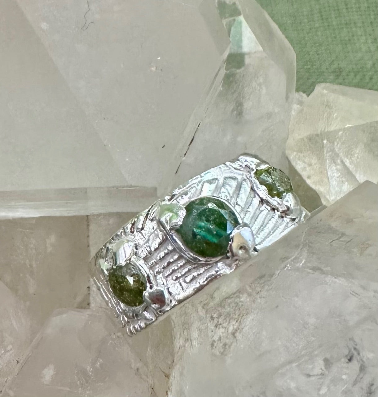 Silver textured ring