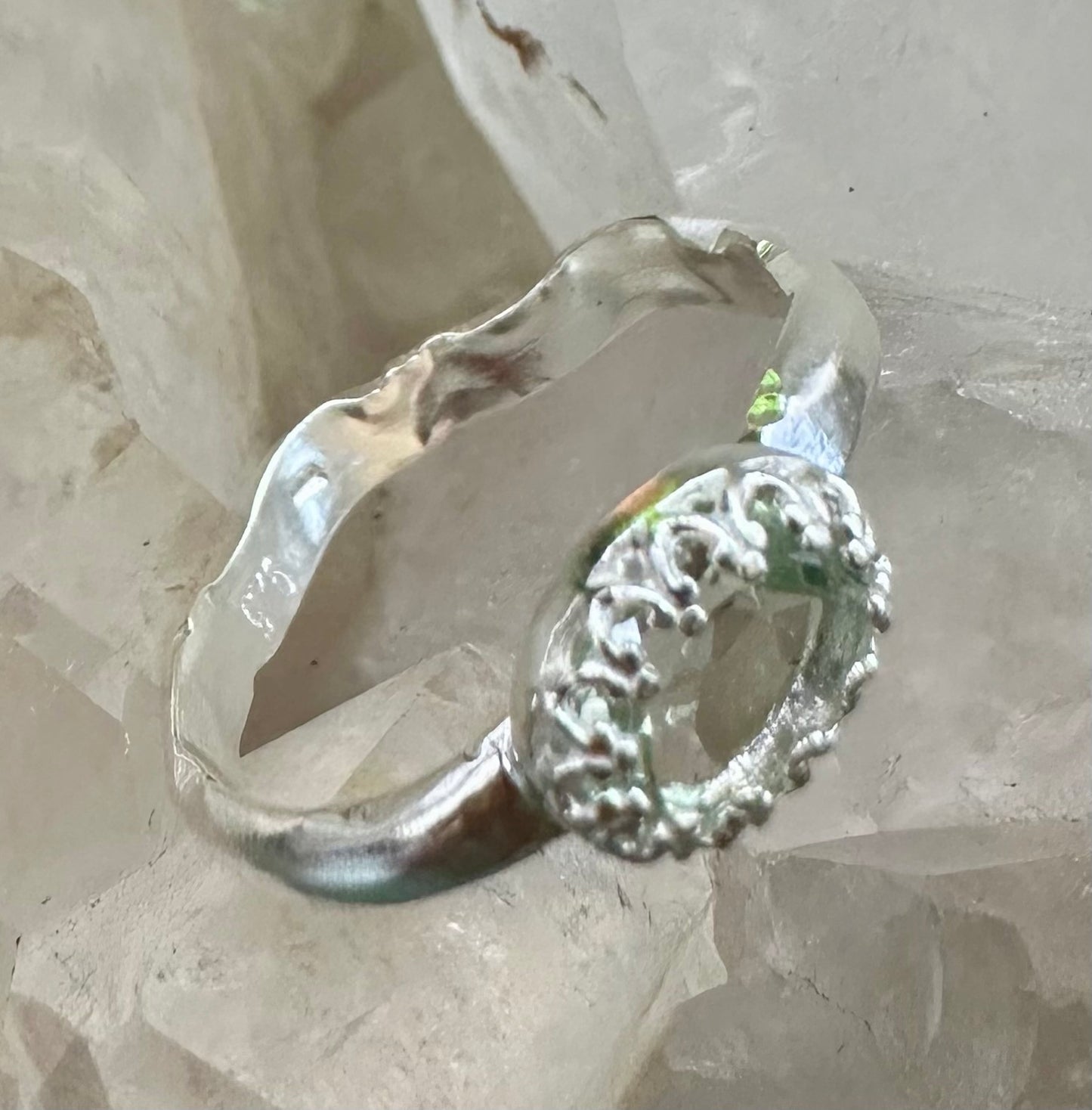 Green Amethyst Solitare Ring