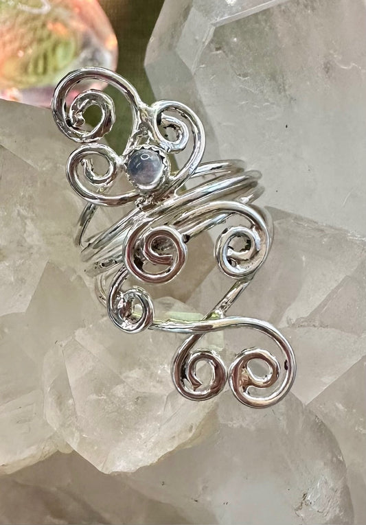 Swirly moonstone ring