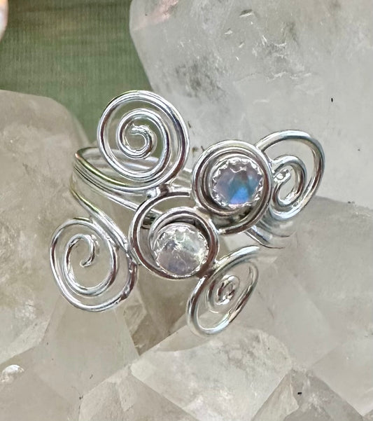 Swirly double moonstone ring.