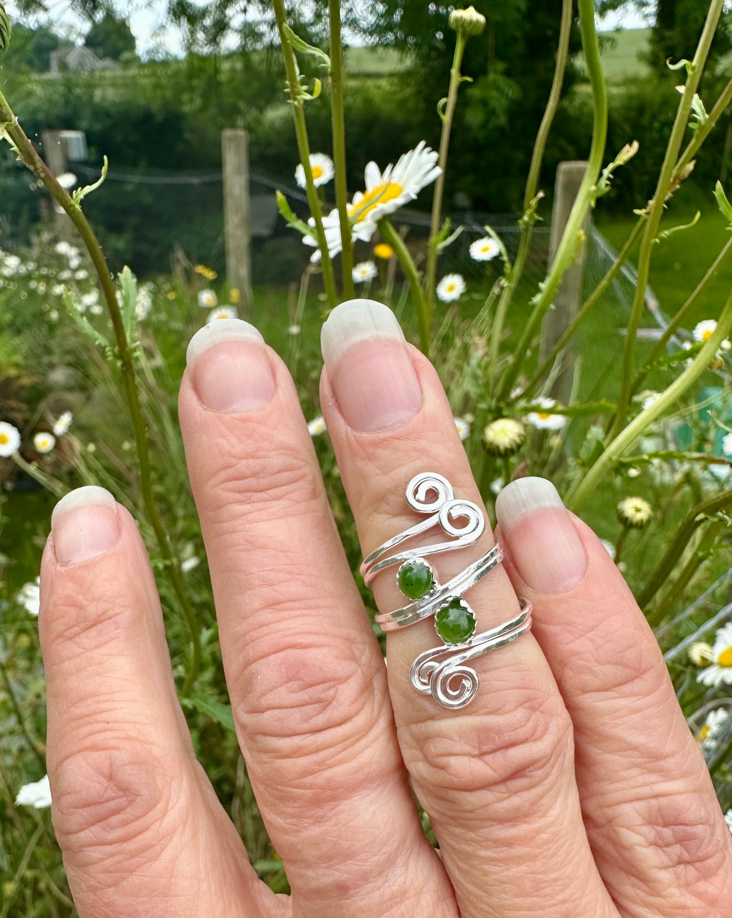 Swirly Jade Top ring