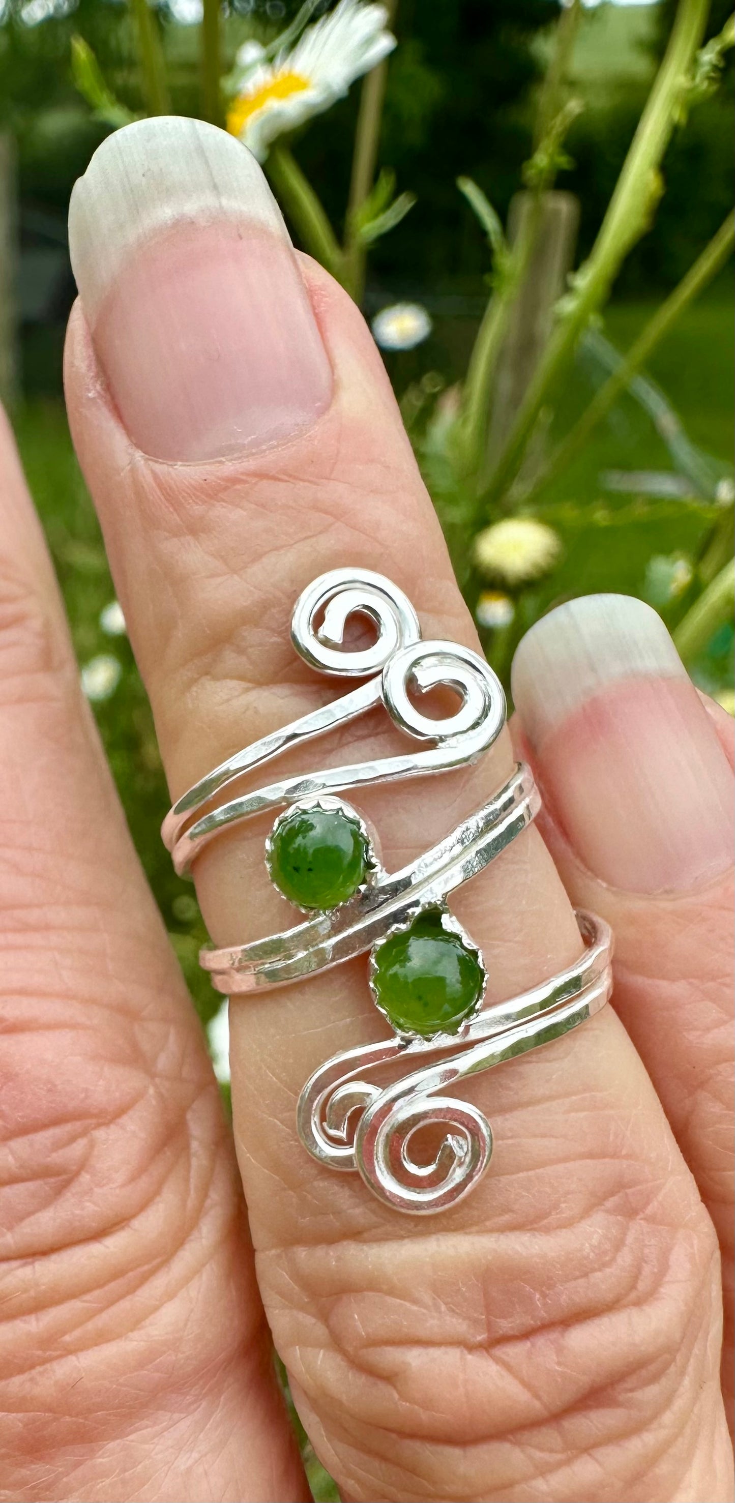 Swirly Jade Top ring
