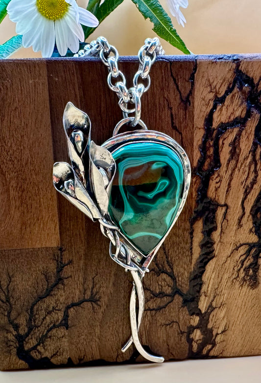 Malachite Lilly Statement Necklace