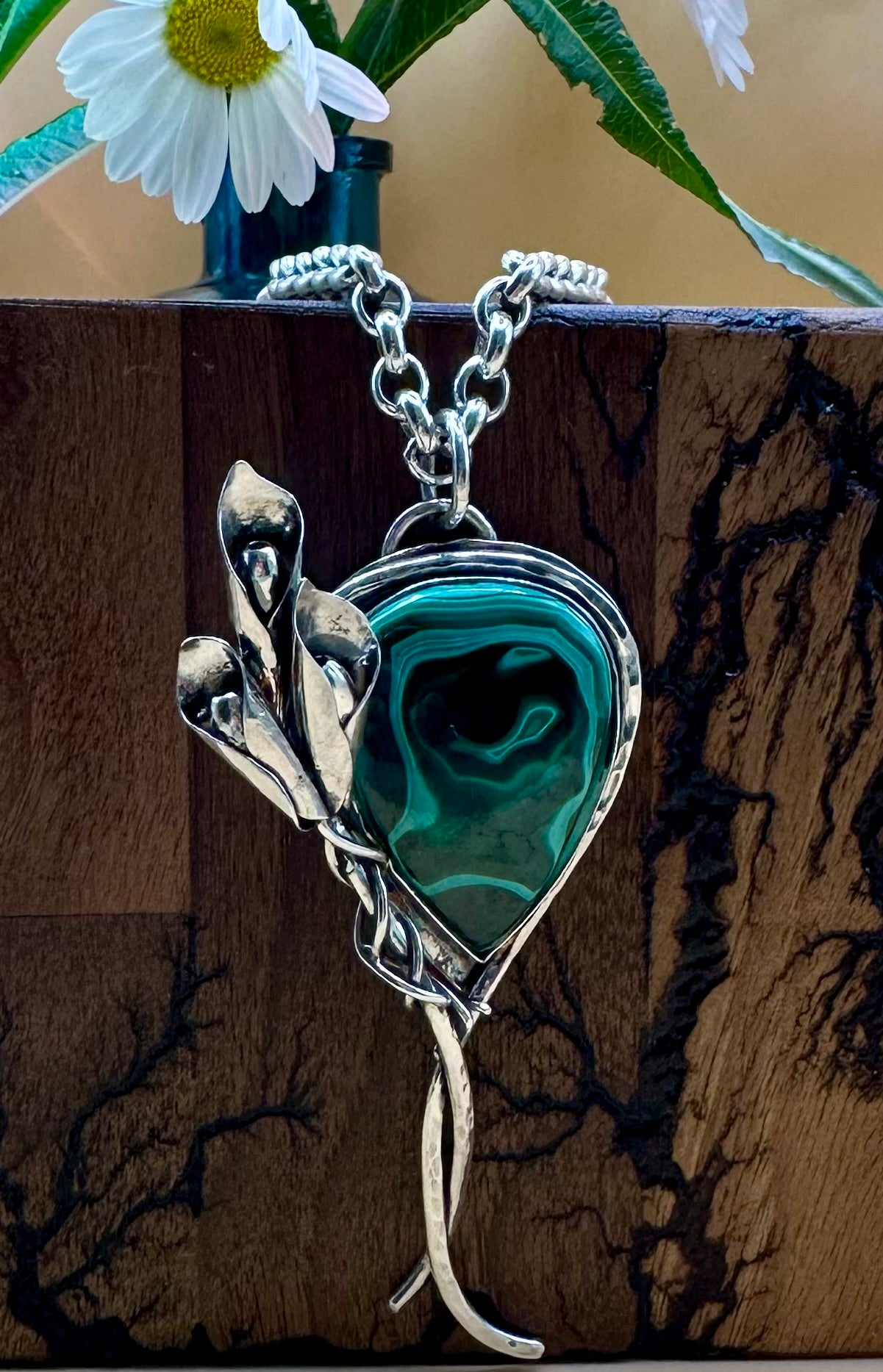 Malachite Lilly Statement Necklace